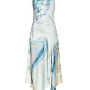 Jonathan Simkhai Asymmetrical Blue Cream Dress